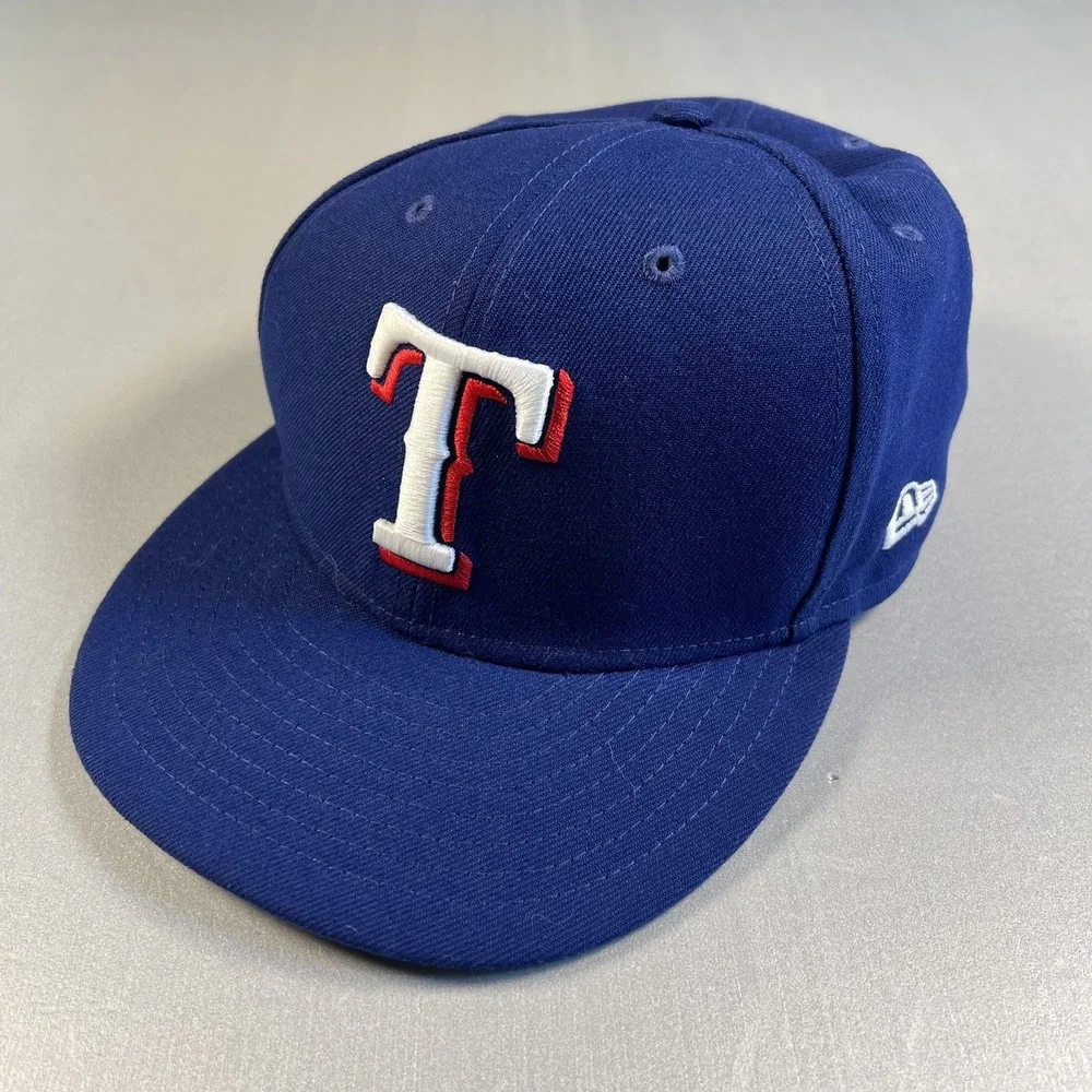 Texas Rangers Hat Cap Fitted Mens 7 1/2 on field‎ MLB Blue Baseball New Era